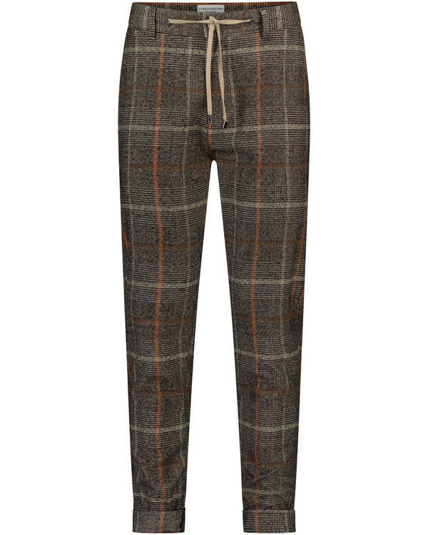 Camel Big Check Drawstring Pants
